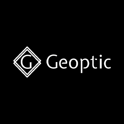 Geoptic logo - white text on black background