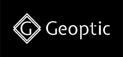 Geoptic logo - white text on black background