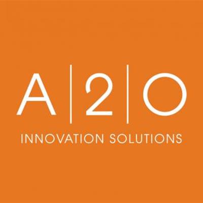 A2O Innovation Solutions logo, white text on an orange background
