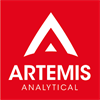 Artemis Analytical logo - white text on a red background